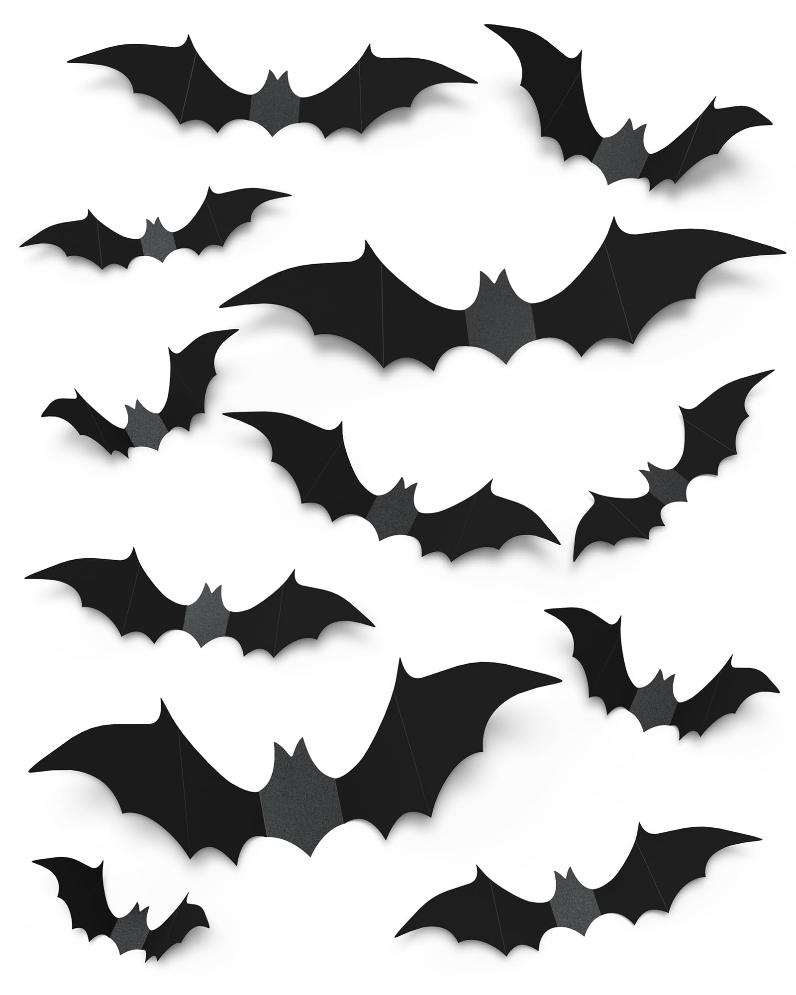 120 Pcs Halloween Decorations 3D Bats Decor, 4 Sizes Scary Halloween Decor Indoor Bat Stickers Decorations for Bedroom Bathroom Door Wall Party Decoration